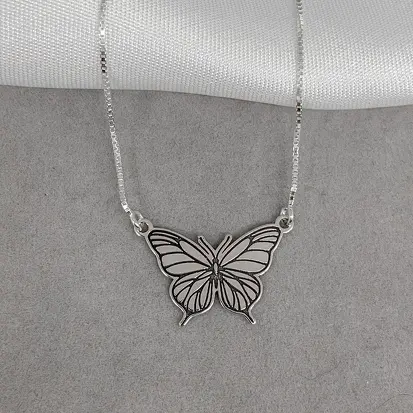 GARGANTILHA BORBOLETA ENVELHECIDA